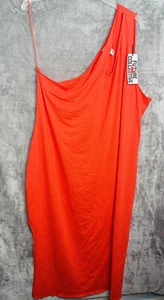 Future Collection Women'sOne Shoulder Cut Out Bodycon Knit Dress Orange Size 2X - Picture 1 of 9