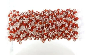 92,5 Cadena de Rosario de Plata Esterlina Cornalina Facetadas Rondelas 2 MM Cuentas Joyería - Imagen 1 de 6
