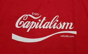 Camiseta roja grande Enjoy Capitalism para hombre Coca Cola Parody - Imagen 1 de 12