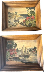 2 Mid Century Küstenlandschaften Parmelee San Francisco gerahmt nautische Kunst - Bild 1 von 8