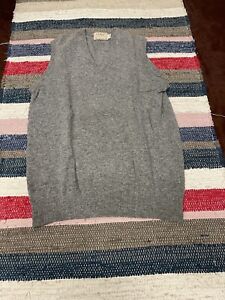 NEW Vintage LL Bean Lambswool Large Tall Made USA Gray Sweater Vest DEADSTOCK