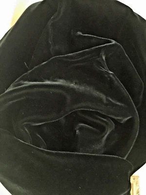 Vintage Black  Silk Velour Fabric 1yd+ cut - Image 1 of 4