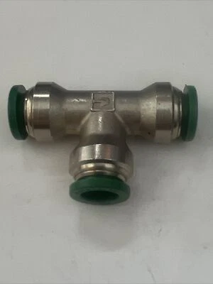 NEW Parker 3/8 Nickel Plated Brass Push-to-Connect Tube Union Tee (k2L3A) - Image 1 of 3
