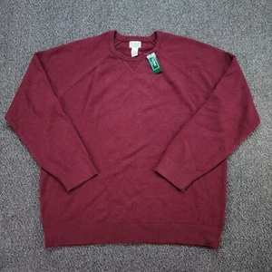 LL Bean Sweater Men 2XLT Tall Red Wicked Soft Cotton Cashmere Knit Crewneck NWT - Picture 1 of 9