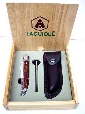Laguiole Taschenmesser, Holster & Wetzstahl Klappmesser 3er Set Geschenkbox NEU!
