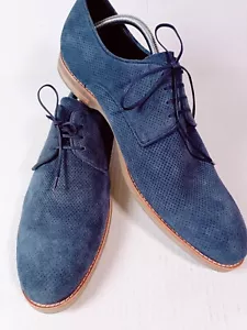 Kenneth Cole Men's Size 12M Blue Suede Oxfords Lace-Up Casual Outdoor Preppy - Picture 1 of 9