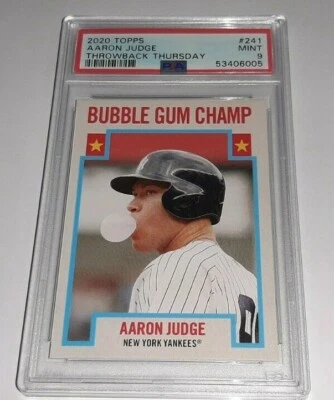 2020 Topps TBT #241 Aaron Judge Bubblegum Champ Graded PSA 9 Mint PR 615 - Image 1 of 2