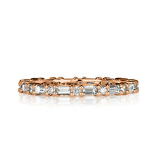 Mark Broumand 0.77ct Baguette and Round Cut Diamond Band, 18k Rose Gold