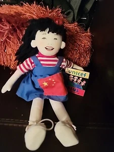 13" VINTAGE 1991 UNICEF KIDS LIU FROM CHINA RAG DOLL  STUFFED ANIMAL PLUSH TOY - Picture 1 of 5