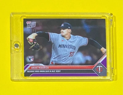 2023 MLB Topps Now Brent Headrick Rookie PURPLE PARALLEL /25 SSP Twins #154 RC🔥 - Image 1 of 3