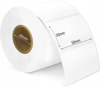 Thermal Labels 50x30mm Core 40mm Zebra 1000 Labels per Roll
