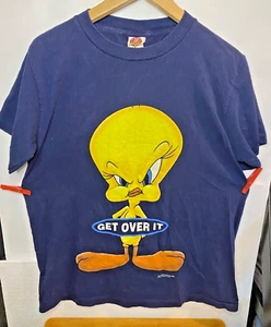 Tweety Bird Vintage Medium Shirt, "Get Over It" (1997, Navy, WB/Looney Tunes) - Picture 1 of 6