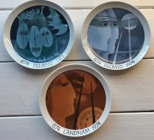 Runa Sigrun 874 Landnam 1974 Denmark Collectible Plate Set 3 by Royal Copenhagen - Picture 1 of 10