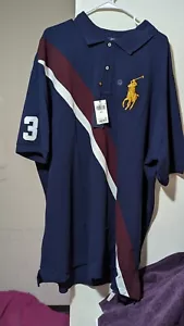 INCREDIBLE BIG PONY PRL NAVY MULTI-COLOR SS POLO SHIRT MESH ALL COTTON 3XLT NWT - Picture 1 of 24