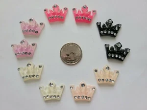 10 Pcs Lot Princess crown 3D Flatback Resin Cabochon Hair Bow Centers. - Picture 1 of 1