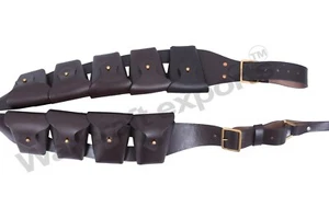 British P-1903 Leather Nine Pocket Bandolier Pattern - Dark Brown - Picture 1 of 5