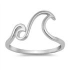 .925 Sterling Silver Abstract Ocean Wave Fashion Ring New
