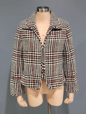 Chaqueta Marshall Fields Lana Tweed Negro Blanco Rojo Pata de Gallo 8 Foto 1 de 4