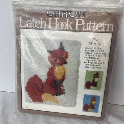 Vintage Caron Latch Hook Fox Pattern 12x15 New 3045 1977 - Image 1 of 4