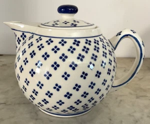 Boleslawiec Keramik Keramik blau & weiß Teekanne - Polen - Bild 1 von 8