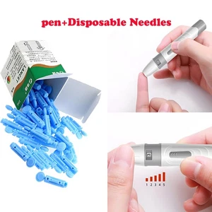 50pcs +1pc Lancet Pen Adjustable Depth Blood Sampling Glucose Test Pen Lancing - Picture 1 of 15