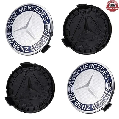 4PCS For Mercedes Benz Wheel Center Caps Blue Rim Hub Cover Badge Emblem Logo✔️ - Изображение 1 из 4