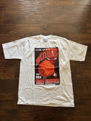 Camiseta Vintage 1991 Chicago Bulls Campeones del Mundo Talla XL Puntada Única Foto 1 de 4