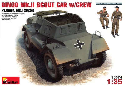 1:35 Miniart Dingo Mk Ii ( Pz.Kpfw.Mk 1 202(E) W/Crew Kit MIN35074 Modellino - Immagine 1 di 2
