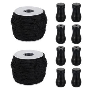 2 Roll Braided Lift Shade Cord, 1.8 mm 55 Yards/Roll with 8cs Pendant (Black) - Picture 1 of 7