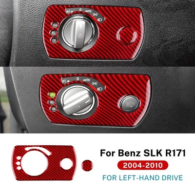 Quadro de painel interruptor de farol vermelho fibra de carbono para Mercedes-Benz SLK 2004-2010 - Imagem 1 de 4