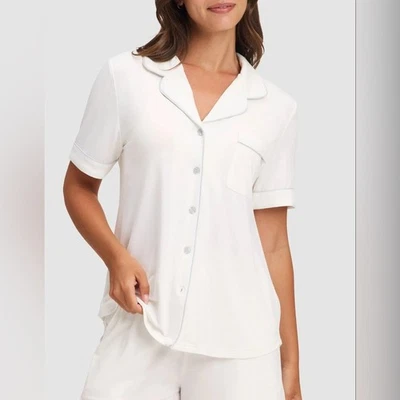 Cozy Earth Bambú Tejido Elástico Manga Corta Pijama Top Marfil Pequeño-Todavía Precio Completo Foto 1 de 4