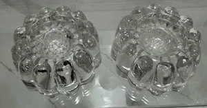 Princess House Heavy Lead Crystal Reversible 3 Way Glass Candle Holder Set of 2 - Picture 1 of 7
