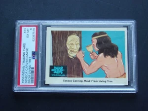 1959 Indian Trading Card, Seneca Carving Mask from living tree, Karte # 24, PSA-6 - Bild 1 von 4