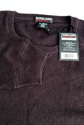 NWT Kirkland Signature Sweater Men's 2XL 100% Cashmere Round Neck Knit Brown - Image 1 of 4