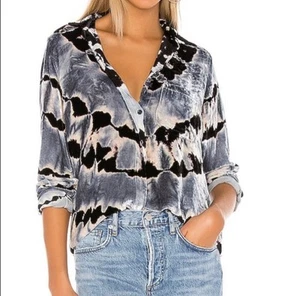 junges fabelhaftes kaputtes Zola Top Samt preußische Waschung Batik blau schwarz Gr. Small - Bild 1 von 10