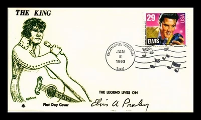 DR JIM STAMPS US COVER ELVIS PRESLEY LEGENDS OF MUSIC FDC THERMOGRAPHED CACHET - Image 1 of 2