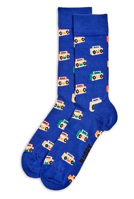 Happy Socks Hombres Boom Box Crew Calcetines Azul Se Ajusta a Zapato Talla 8-14 Foto 1 de 2