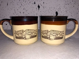 Vintage Set Of 2 Two Hardee’s Rise And Shine Coffee Mugs 1986 Pair Biscuits Cup - Picture 1 of 6