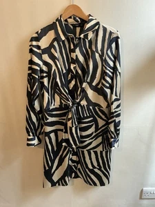 Women's Medium Animal Print Long Sleeve Shirt Dress Uk Size 14 New With Tags - Picture 1 of 8