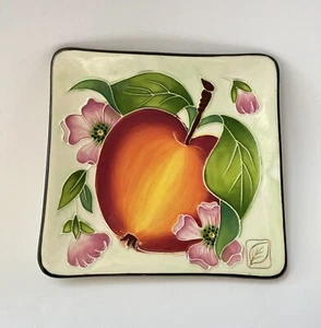 Blue Sky Corp. J McCall Apfel Blumen Teller Schmuck Schale 5" Quadratisch 2004 - Bild 1 von 7