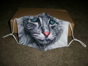 Cotton Washable Reusable Face Cat Mask with Nose Guard, Filter pocket & 2 filter - Picture 1 of 2