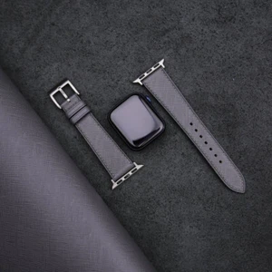 Cinturino Orologio Apple Watch Grigio Saffiano Pelle 38mm 40mm 41mm 42mm 44mm 45mm - Foto 1 di 10