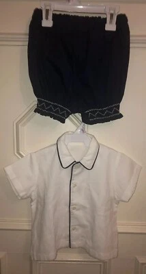 Camisa de niño + Short de burbujas fruncido Vive La Fete Camisa blanca náutica Short azul Foto 1 de 4