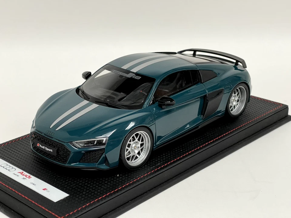 1/18 GT Spirit Audi R8 de 2019 en verde plata raya GT863 cuero AB101 Foto 1 de 4