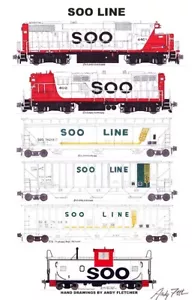 Soo Line Grain Train 11"x17" Railroad Poster Andy Fletcher signed - Picture 1 of 1