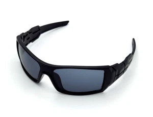 Men's Sports Wrap Rectangular Sunglasses Matte Black Dark Smoke Tint Lens - Picture 1 of 14