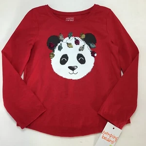 Jumping Beans Softest Tee Shirt, Size 4. Christmas Panda, Sparkle Lights. - Picture 1 of 6