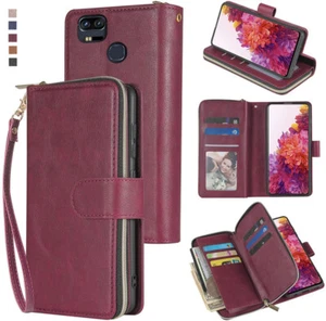 Asus Zenfone 3 Zoom ZE553KL Wallet Case 9Card Zipper Kickstand Flip Leather Case - Picture 1 of 42