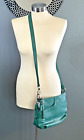 B. MAKOWSKY Green Leather Cross Body Bag Purse Zip Top