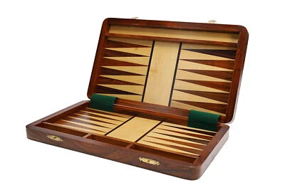 Juego de backgammon de madera plegable con incrustaciones interiores estampadas 12 pulgadas Foto 1 de 4